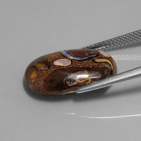 9.28캐럿 천연 멀티컬러 볼더 오팔, 타원형 컷, 18.8×12.6 mm, 불투명체