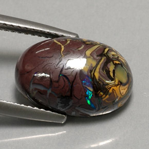 6.95캐럿 천연 다색 볼더 오팔, 타원형 컷, 불투명체