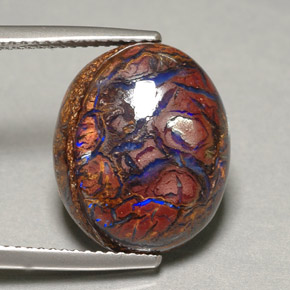 9.88캐럿 천연 다색 볼더 오팔, 타원형 컷, 불투명체