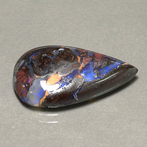 9.16캐럿 천연 멀티컬러 볼더 오팔, 배 모양, 21.9×12.2 mm, 불투명체