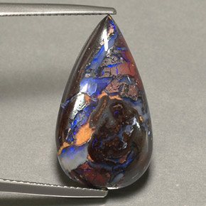 9.16캐럿 천연 멀티컬러 볼더 오팔, 배 모양, 21.9×12.2 mm, 불투명체