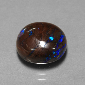 5.30캐럿 천연 멀티컬러 볼더 오팔, 타원형 컷, 10.4×9.7 mm, 불투명체
