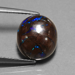 5.30캐럿 천연 멀티컬러 볼더 오팔, 타원형 컷, 10.4×9.7 mm, 불투명체