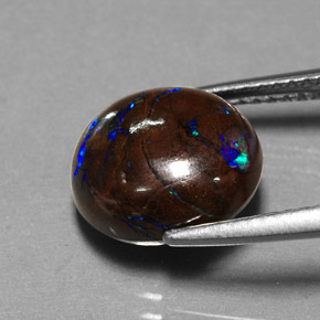5.30캐럿 천연 멀티컬러 볼더 오팔, 타원형 컷, 10.4×9.7 mm, 불투명체