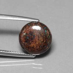 4.97캐럿 천연 멀티컬러 볼더 오팔, 라운드 컷, 12.00 mm, 불투명체