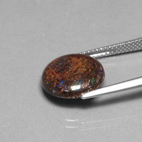 4.97캐럿 천연 멀티컬러 볼더 오팔, 라운드 컷, 12.00 mm, 불투명체