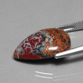 11.09캐럿 천연 다색 볼더 오팔, 배 모양, 불투명체