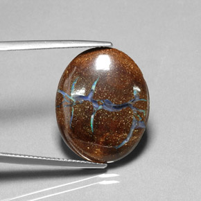 11.05캐럿 천연 멀티컬러 볼더 오팔, 타원형 컷, 22.2×18 mm, 불투명체