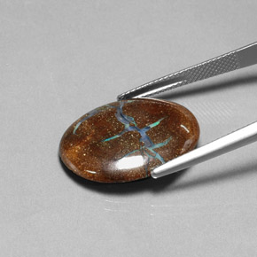 11.05캐럿 천연 멀티컬러 볼더 오팔, 타원형 컷, 22.2×18 mm, 불투명체