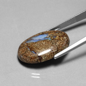 20.02캐럿 천연 멀티컬러 볼더 오팔, 타원형 컷, 24.9×17.4 mm, 불투명체