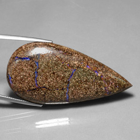 52.57캐럿 천연 멀티컬러 볼더 오팔, 배 모양, 48.9×23.6 mm, 불투명체