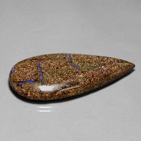 52.57캐럿 천연 멀티컬러 볼더 오팔, 배 모양, 48.9×23.6 mm, 불투명체