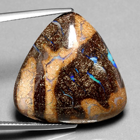 25.23캐럿 천연 멀티컬러 볼더 오팔, 트릴리언, 25.6×24.8 mm, 불투명체
