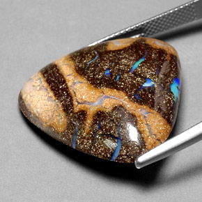 25.23캐럿 천연 멀티컬러 볼더 오팔, 트릴리언, 25.6×24.8 mm, 불투명체
