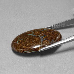 27.95캐럿 천연 다색 볼더 오팔, 타원형 컷, 불투명체