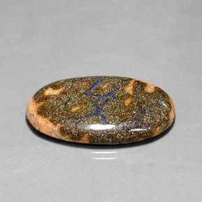 30.86캐럿 천연 멀티컬러 볼더 오팔, 타원형 컷, 34.9×22.1 mm, 불투명체
