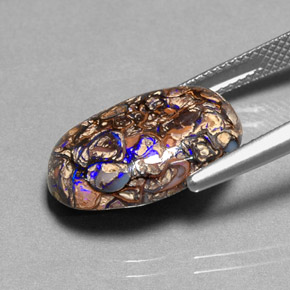 8.36캐럿 천연 다색 볼더 오팔, 타원형 컷, 불투명체