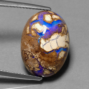 11.68캐럿 천연 멀티컬러 볼더 오팔, 타원형 컷, 18.3×13.3 mm, 불투명체