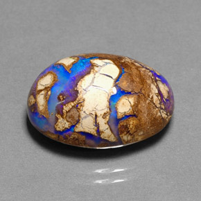 11.68캐럿 천연 멀티컬러 볼더 오팔, 타원형 컷, 18.3×13.3 mm, 불투명체
