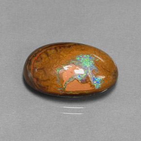 11.39캐럿 천연 멀티컬러 볼더 오팔, 타원형 컷, 18.6×11.9 mm, 불투명체