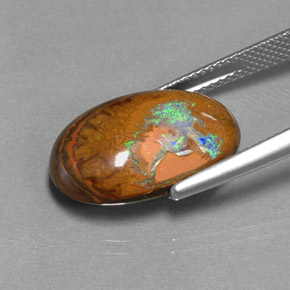 11.39캐럿 천연 멀티컬러 볼더 오팔, 타원형 컷, 18.6×11.9 mm, 불투명체