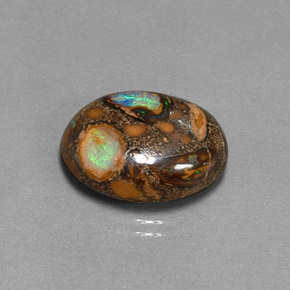 8.41캐럿 천연 멀티컬러 볼더 오팔, 타원형 컷, 15.9×12.1 mm, 불투명체