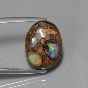 8.41캐럿 천연 멀티컬러 볼더 오팔, 타원형 컷, 15.9×12.1 mm, 불투명체