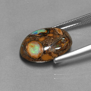 8.41캐럿 천연 멀티컬러 볼더 오팔, 타원형 컷, 15.9×12.1 mm, 불투명체