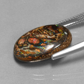 10.67캐럿 천연 다색 볼더 오팔, 타원형 컷, 불투명체