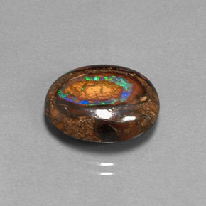 7.70캐럿 천연 멀티컬러 볼더 오팔, 타원형 컷, 15×12.2 mm, 불투명체
