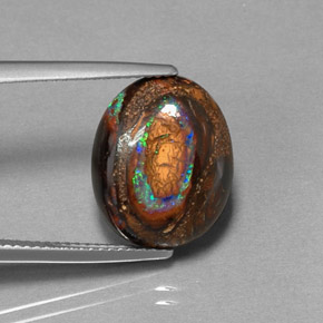 7.70캐럿 천연 멀티컬러 볼더 오팔, 타원형 컷, 15×12.2 mm, 불투명체
