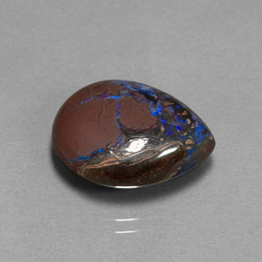 10.37캐럿 천연 멀티컬러 볼더 오팔, 배 모양, 16.6×13.4 mm, 불투명체