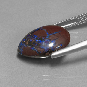 10.37캐럿 천연 멀티컬러 볼더 오팔, 배 모양, 16.6×13.4 mm, 불투명체