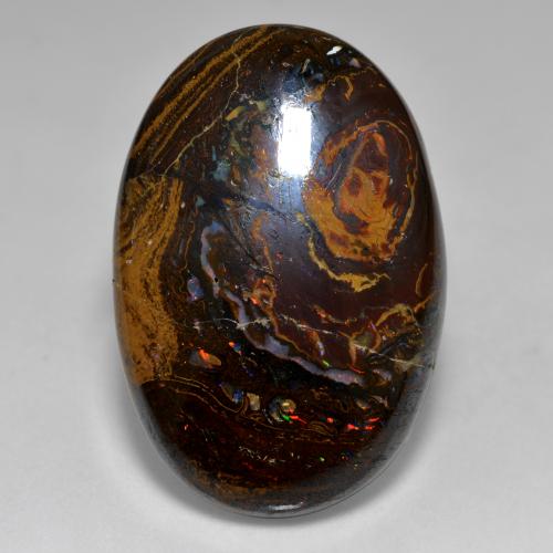 33.36캐럿 천연 멀티컬러 볼더 오팔, 타원형 컷, 28.1×19 mm, 불투명체