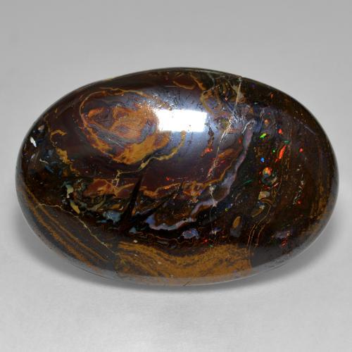 33.36캐럿 천연 멀티컬러 볼더 오팔, 타원형 컷, 28.1×19 mm, 불투명체