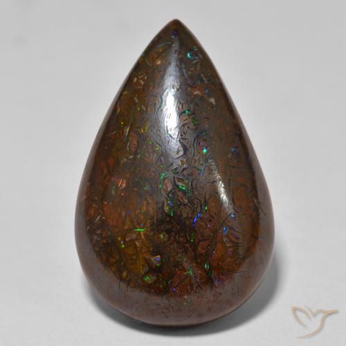 20.74캐럿 천연 멀티컬러 볼더 오팔, 배 모양, 23.1×15 mm, 불투명체