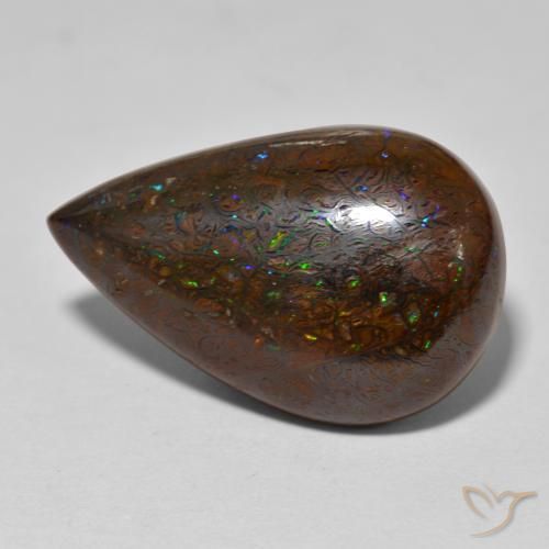 20.74캐럿 천연 멀티컬러 볼더 오팔, 배 모양, 23.1×15 mm, 불투명체