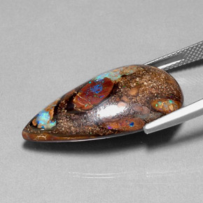24.40캐럿 천연 멀티컬러 볼더 오팔, 배 모양, 28.6×16 mm, 불투명체