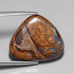 16.78캐럿 천연 멀티컬러 볼더 오팔, 트릴리언, 21.3×18.2 mm, 불투명체