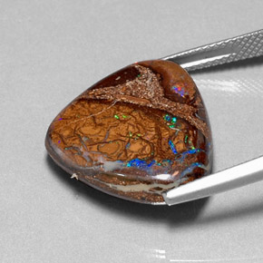 16.78캐럿 천연 멀티컬러 볼더 오팔, 트릴리언, 21.3×18.2 mm, 불투명체