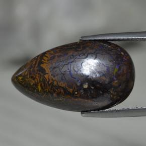 17.27캐럿 천연 멀티컬러 볼더 오팔, 배 모양, 23.5×13.5 mm, 불투명체