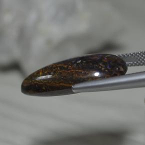 17.27캐럿 천연 멀티컬러 볼더 오팔, 배 모양, 23.5×13.5 mm, 불투명체