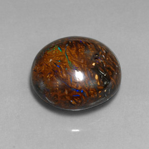 19.70캐럿 천연 멀티컬러 볼더 오팔, 타원형 컷, 17.3×15.9 mm, 불투명체