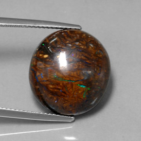 19.70캐럿 천연 멀티컬러 볼더 오팔, 타원형 컷, 17.3×15.9 mm, 불투명체