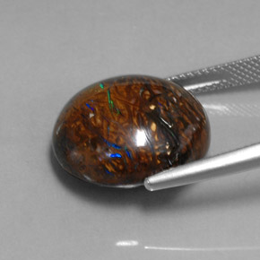 19.70캐럿 천연 멀티컬러 볼더 오팔, 타원형 컷, 17.3×15.9 mm, 불투명체