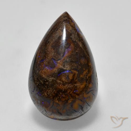 7.81ct 자연스러운 다색 볼더 오팔, 배 모양, 불투명체