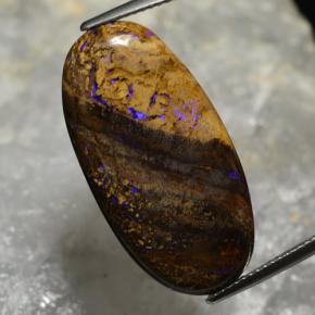 17.33캐럿 천연 멀티컬러 볼더 오팔, 타원형 컷, 28.8×14.7 mm, 불투명체