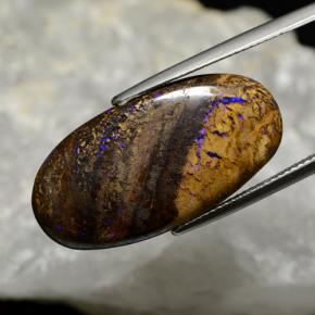 17.33캐럿 천연 멀티컬러 볼더 오팔, 타원형 컷, 28.8×14.7 mm, 불투명체