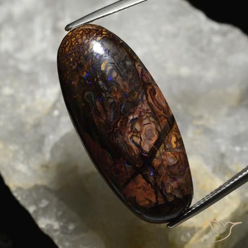 32.39ct 자연스러운 다색 볼더 오팔, 타원형, 불투명체