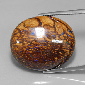34.21캐럿 천연 멀티컬러 볼더 오팔, 타원형 컷, 23.4×19.6 mm, 불투명체